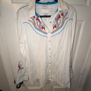 Ariat White Embroidered Western Shirt